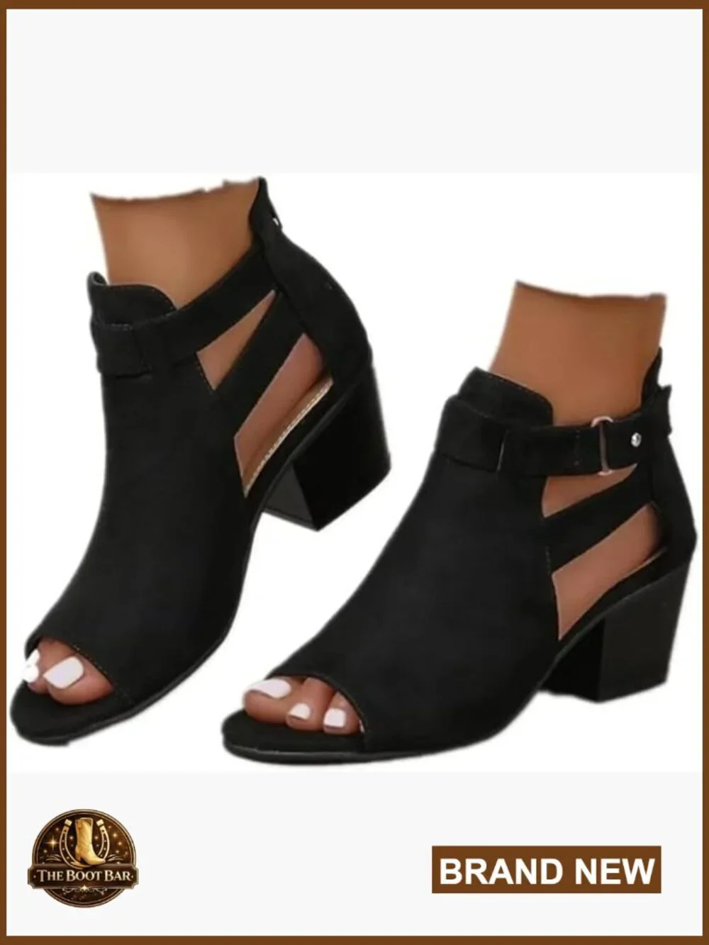 Suede Peep Toe Ankle Booties Chunky Heel Wedge Back Zipper Sandal Boots